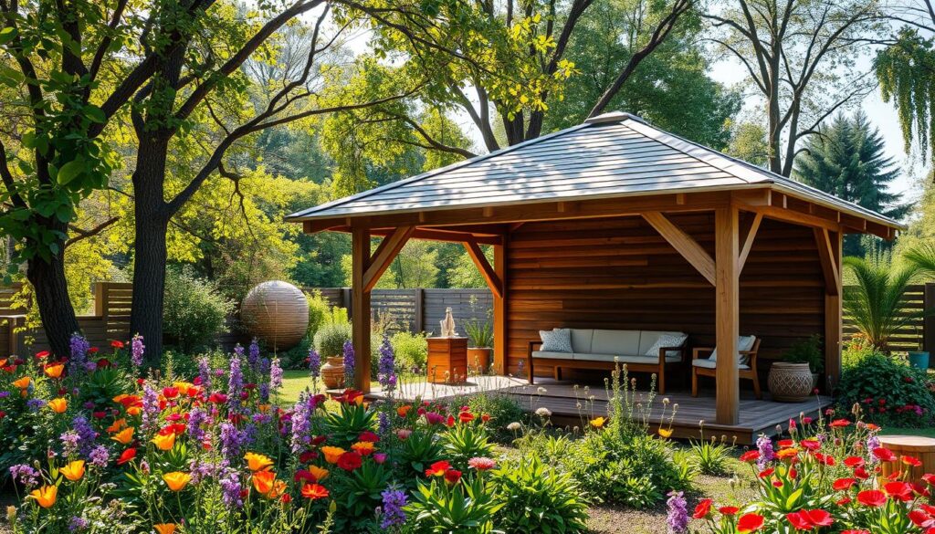 Nachhaltiger Holzpavillon im Garten