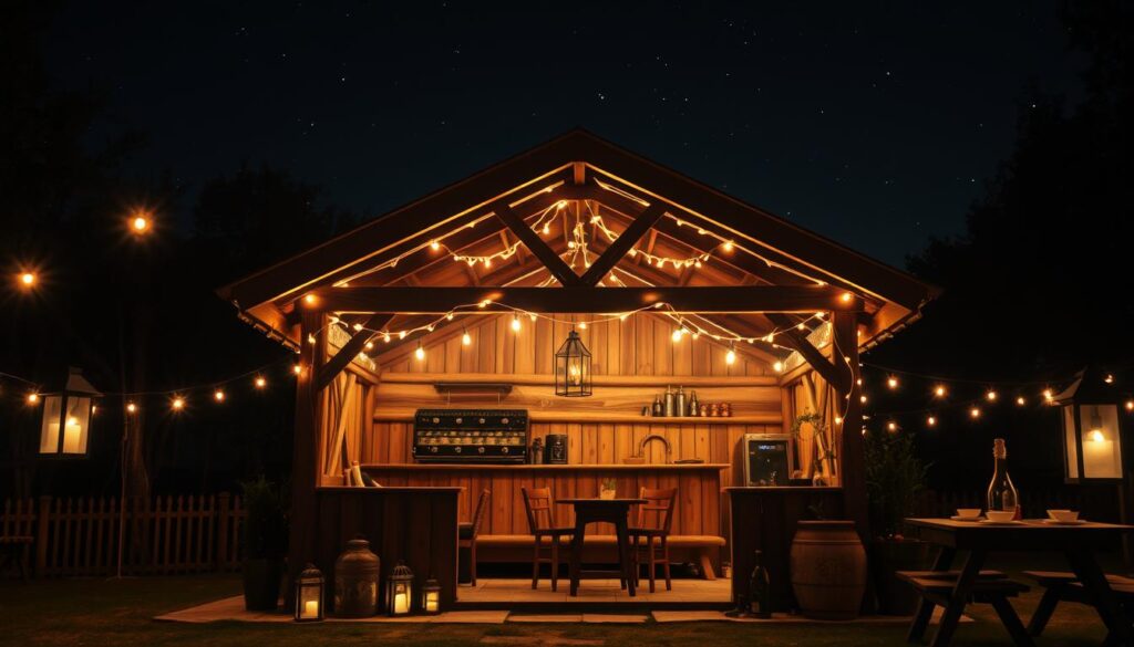 Beleuchtung in Grillhütte