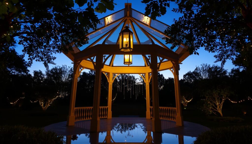 Beleuchtungsmöglichkeiten Glas-Pavillon