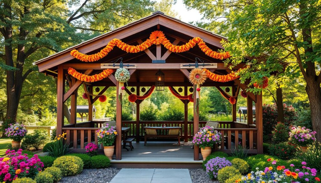 Holzpavillon Sommerdekoration