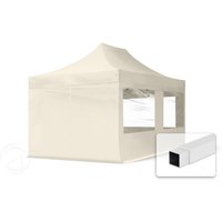TOOLPORT 3x4,5m Stahl Faltpavillon, inkl. 4 Seitenteile, creme - (59043)