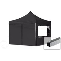 TOOLPORT 3x3m Aluminium Faltpavillon, inkl. 4 Seitenteile, schwarz - (59016)