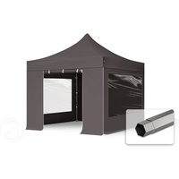 TOOLPORT 3x3m Stahl Faltpavillon, inkl. 4 Seitenteile, dunkelgrau - (600025)