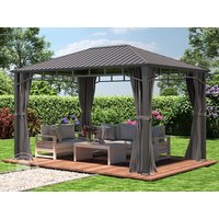 TOOLPORT 3x4 m Hardtop Gartenpavillon, inkl. 4 Seitenteile, loft grey - (300194)