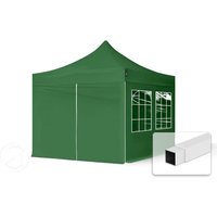 TOOLPORT 3x3m Stahl Faltpavillon, inkl. 4 Seitenteile, dunkelgrün - (581832)
