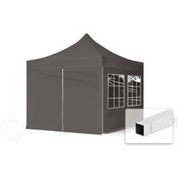 TOOLPORT 3x3m Stahl Faltpavillon, inkl. 4 Seitenteile, dunkelgrau - (582635)