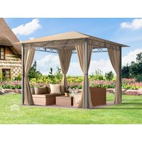 TOOLPORT 3x3 m Softtop Gartenpavillon, inkl. 4 Seitenteile, cappuccino - (300115)