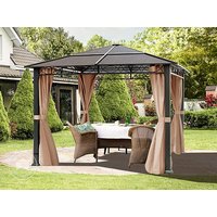TOOLPORT 3x3 m Hardtop Gartenpavillon, inkl. 4 Seitenteile, cappuccino - (300117)