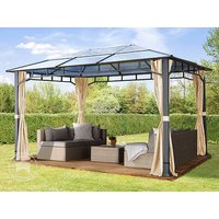 TOOLPORT 3x4 m Hardtop Gartenpavillon, inkl. 4 Seitenteile, champagnerfarben - (300160)
