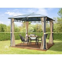 TOOLPORT 3x3 m Hardtop Gartenpavillon, inkl. 4 Seitenteile, champagnerfarben - (300166)