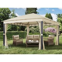 TOOLPORT 4x4 m Softtop Gartenpavillon, inkl. 4 Seitenteile, champagnerfarben - (300174)