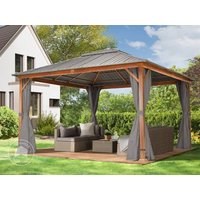 TOOLPORT 4x4 m Hardtop Gartenpavillon, inkl. 4 Seitenteile, loft grey - (300187)