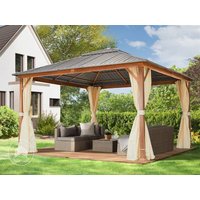 TOOLPORT 4x4 m Hardtop Gartenpavillon, inkl. 4 Seitenteile, champagnerfarben - (300188)