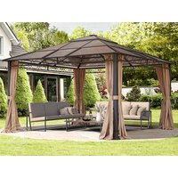 TOOLPORT 4x4 m Hardtop Gartenpavillon, inkl. 4 Seitenteile, cappuccino - (300189)