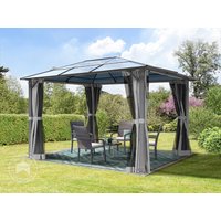 TOOLPORT 3x3,65m Hardtop Gartenpavillon, inkl. 4 Seitenteile, Grey - (300198)