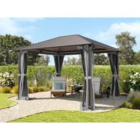 TOOLPORT 3x3,65 m Hardtop-Gartenpavillon, inkl. 4 Seitenteile, Grey - (300221)
