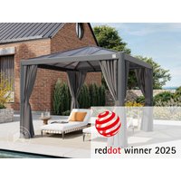 PRIMEYARD 3x3m Hardtop Gartenpavillon, inkl. 4 Seitenteile, loft grey - (300662)