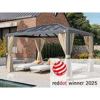 PRIMEYARD 3x4m Hardtop Gartenpavillon, inkl. 4 Seitenteile, champagnerfarben - (300665)