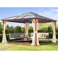 TOOLPORT 4x4 m Hardtop Gartenpavillon, inkl. 4 Seitenteile, champagnerfarben - (301347)