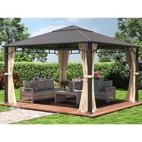 TOOLPORT 4x4 m Hardtop Gartenpavillon, inkl. 4 Seitenteile, champagnerfarben - (301350)