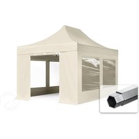 TOOLPORT 3x4,5m Aluminium Faltpavillon, inkl. 4 Seitenteile, creme - (600197)