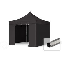 TOOLPORT 3x3m Stahl Faltpavillon, inkl. 4 Seitenteile, schwarz - (600003)