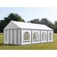 TOOLPORT 4x8m Partyzelt, PVC-Plane, grau-weiß, mit Bodenrahmen - (7208)