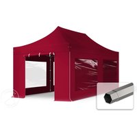 TOOLPORT 3x6m Stahl Faltpavillon, inkl. 4 Seitenteile, rot - (600081)