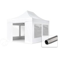 TOOLPORT 3x4,5m Stahl Faltpavillon, inkl. 4 Seitenteile, weiß - (600062)