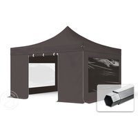 TOOLPORT 4x4m Aluminium Faltpavillon, inkl. 4 Seitenteile, dunkelgrau - (600180)