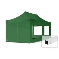TOOLPORT 3x6m Stahl Faltpavillon, inkl. 4 Seitenteile, dunkelgrün - (59054)