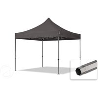 TOOLPORT 3x3m Stahl Faltpavillon, ohne Seitenteile, dunkelgrau - (600021)