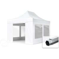 TOOLPORT 3x4,5m Aluminium Faltpavillon, inkl. 4 Seitenteile, weiß - (582876)