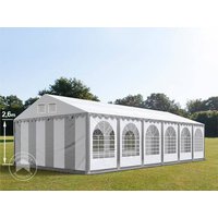 TOOLPORT 6x12m Partyzelt, PVC-Plane, grau-weiß, mit Bodenrahmen - (8549BL)