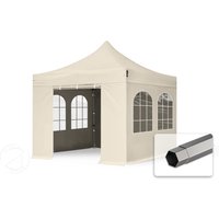 TOOLPORT 3x3m Stahl Faltpavillon, inkl. 4 Seitenteile, creme - (600014)