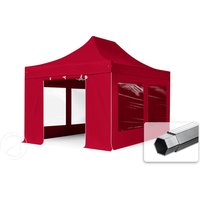 TOOLPORT 3x4,5m Aluminium Faltpavillon, inkl. 4 Seitenteile, rot - (600206)