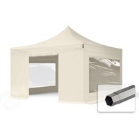TOOLPORT 4x4m Stahl Faltpavillon, inkl. 4 Seitenteile, creme - (600095)