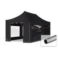 TOOLPORT 3x6m Stahl Faltpavillon, inkl. 4 Seitenteile, schwarz - (600066)