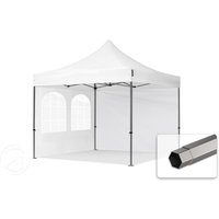 TOOLPORT 3x3m Stahl Faltpavillon, inkl. 2 Seitenteile, weiß - (600035)