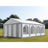 TOOLPORT 5x8m Partyzelt, PVC-Plane, grau-weiß, mit Bodenrahmen - (5371)
