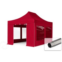 TOOLPORT 3x4,5m Stahl Faltpavillon, inkl. 4 Seitenteile, rot - (600058)