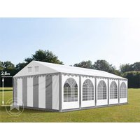 TOOLPORT 6x10m Partyzelt, PVC-Plane, grau-weiß, mit Bodenrahmen - (8676BL)