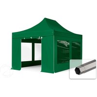TOOLPORT 3x4,5m Stahl Faltpavillon, inkl. 4 Seitenteile, dunkelgrün - (600052)