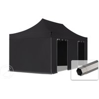 TOOLPORT 3x6m Stahl Faltpavillon, inkl. 4 Seitenteile, schwarz - (600122)