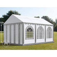 TOOLPORT 3x6m Partyzelt, PVC-Plane, grau-weiß, mit Bodenrahmen - (5368)