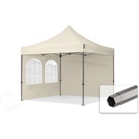 TOOLPORT 3x3m Stahl Faltpavillon, inkl. 2 Seitenteile, creme - (600012)