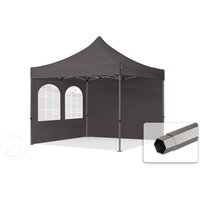 TOOLPORT 3x3m Stahl Faltpavillon, inkl. 2 Seitenteile, dunkelgrau - (600022)