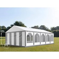 TOOLPORT 5x10m Partyzelt, PVC-Plane, grau-weiß, mit Bodenrahmen - (5372)