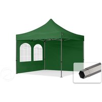 TOOLPORT 3x3m Stahl Faltpavillon, inkl. 2 Seitenteile, dunkelgrün - (600017)