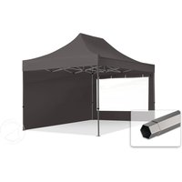 TOOLPORT 3x4,5m Stahl Faltpavillon, inkl. 2 Seitenteile, dunkelgrau - (600054)
